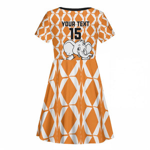 Custom Ivory Coast Football Kid Short Sleeve Dress Go Champions