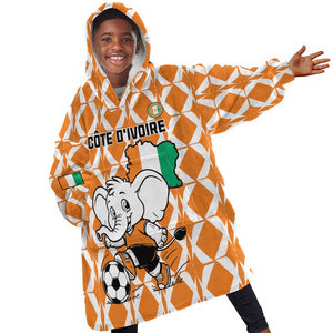 Custom Ivory Coast Football Kid Wearable Blanket Hoodie Go Champions