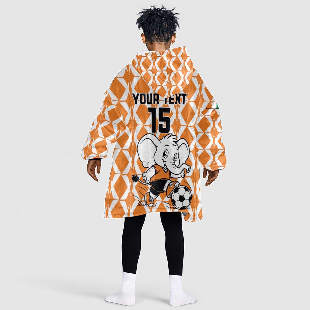 Custom Ivory Coast Football Kid Wearable Blanket Hoodie Go Champions