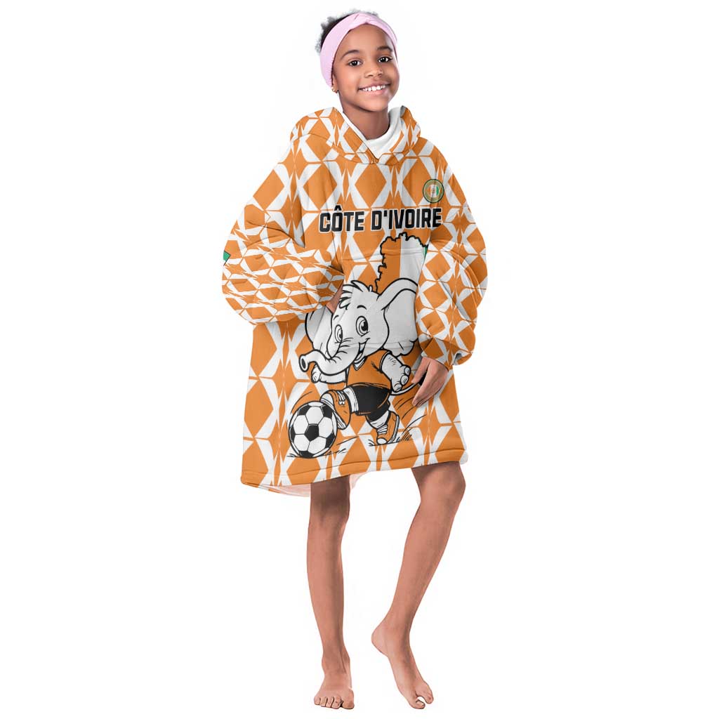 Custom Ivory Coast Football Kid Wearable Blanket Hoodie Go Champions