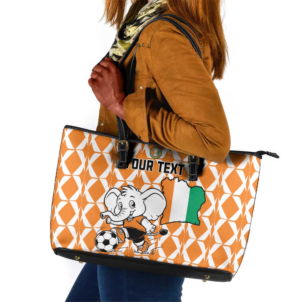 Custom Ivory Coast Football Leather Tote Bag Go Champions