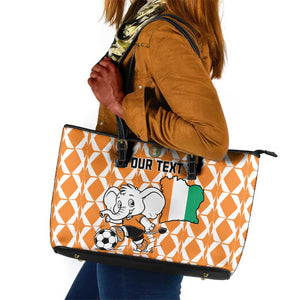 Custom Ivory Coast Football Leather Tote Bag Go Champions
