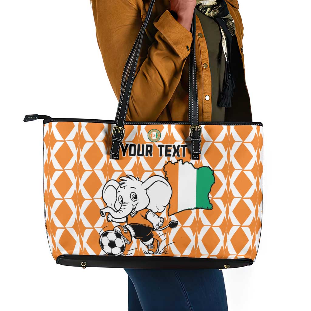 Custom Ivory Coast Football Leather Tote Bag Go Champions