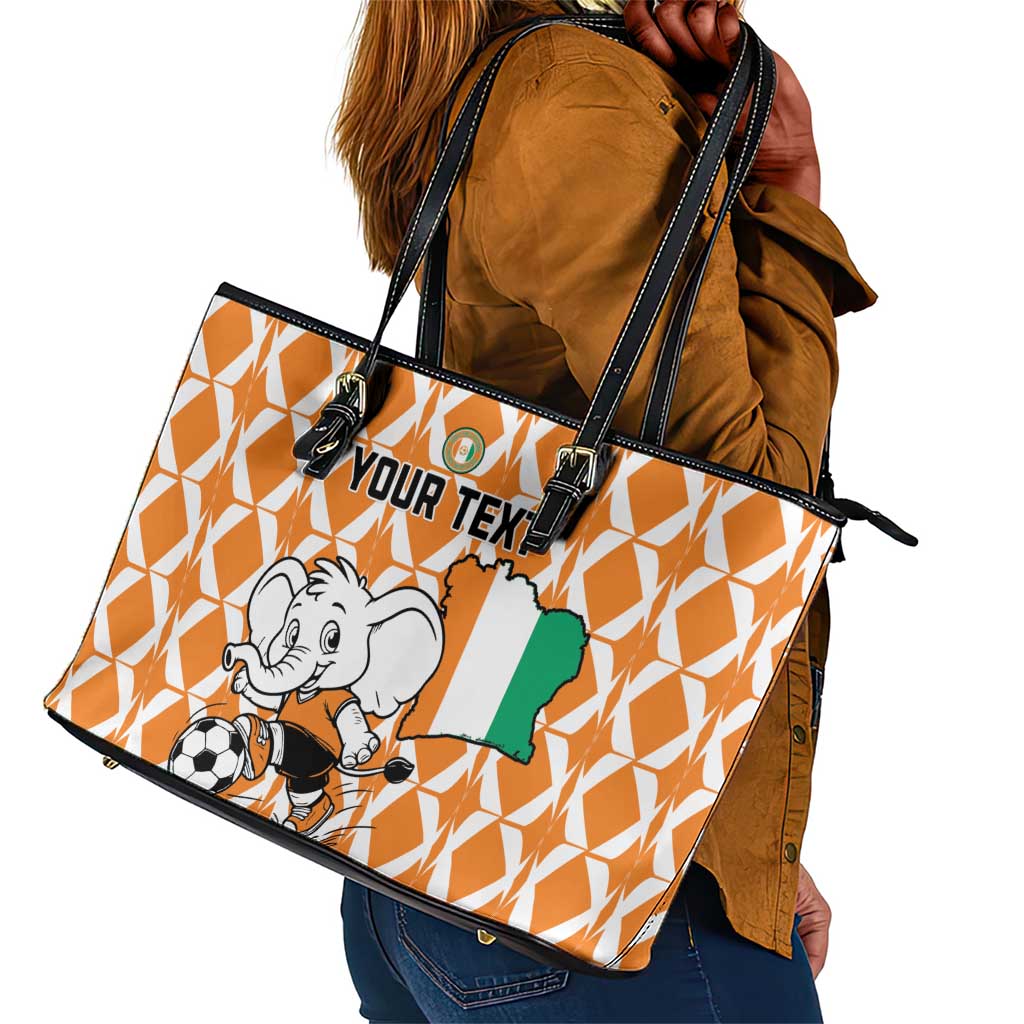 Custom Ivory Coast Football Leather Tote Bag Go Champions