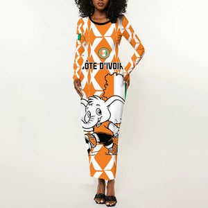 Custom Ivory Coast Football Long Sleeve Bodycon Dress Go Champions LT15