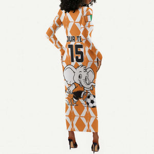 Custom Ivory Coast Football Long Sleeve Bodycon Dress Go Champions LT15