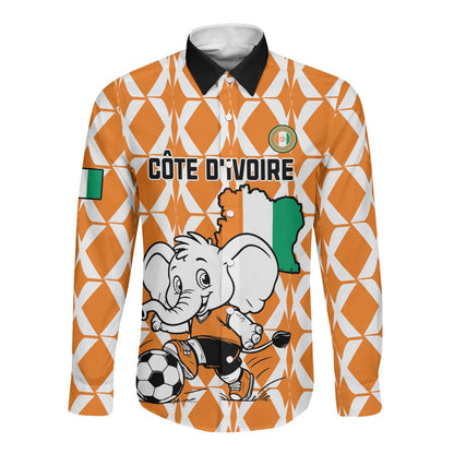 Custom Ivory Coast Football Long Sleeve Button Shirt Go Champions