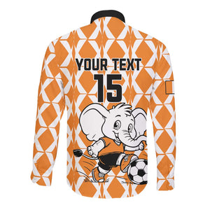 Custom Ivory Coast Football Long Sleeve Button Shirt Go Champions