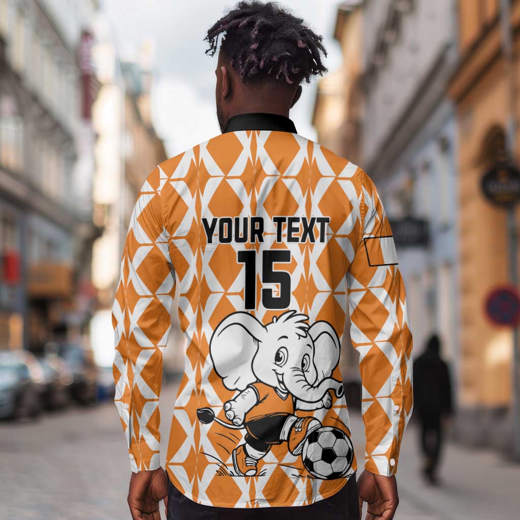Custom Ivory Coast Football Long Sleeve Button Shirt Go Champions