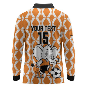 Custom Ivory Coast Football Long Sleeve Polo Shirt Go Champions