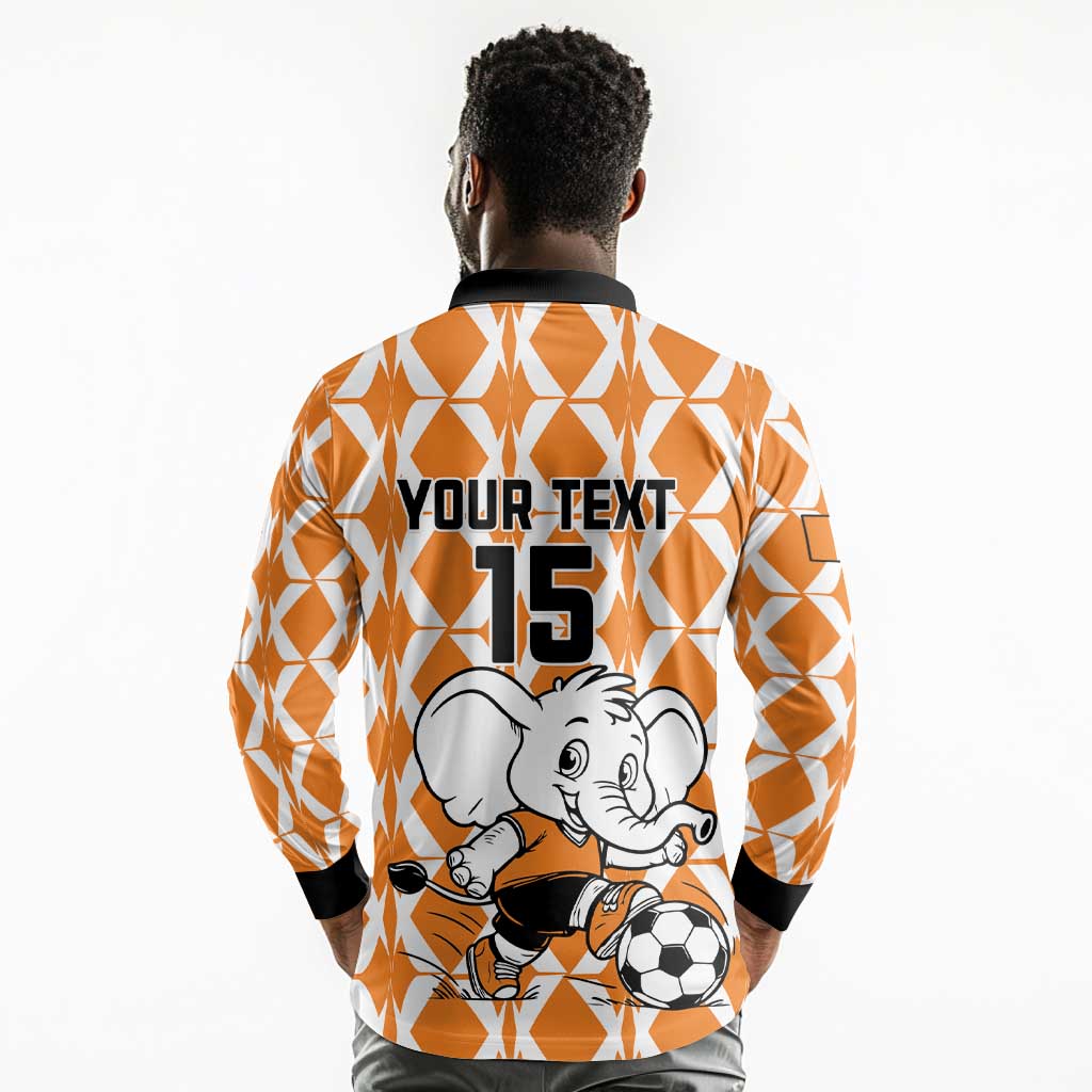 Custom Ivory Coast Football Long Sleeve Polo Shirt Go Champions