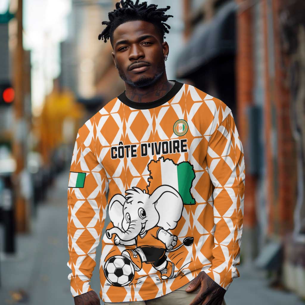 Custom Ivory Coast Football Long Sleeve Shirt Go Champions