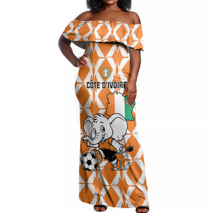 Custom Ivory Coast Football Off Shoulder Maxi Dress Go Champions
