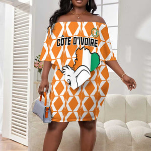 Custom Ivory Coast Football Off Shoulder Short Dress Go Champions