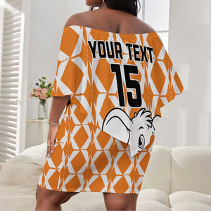 Custom Ivory Coast Football Off Shoulder Short Dress Go Champions