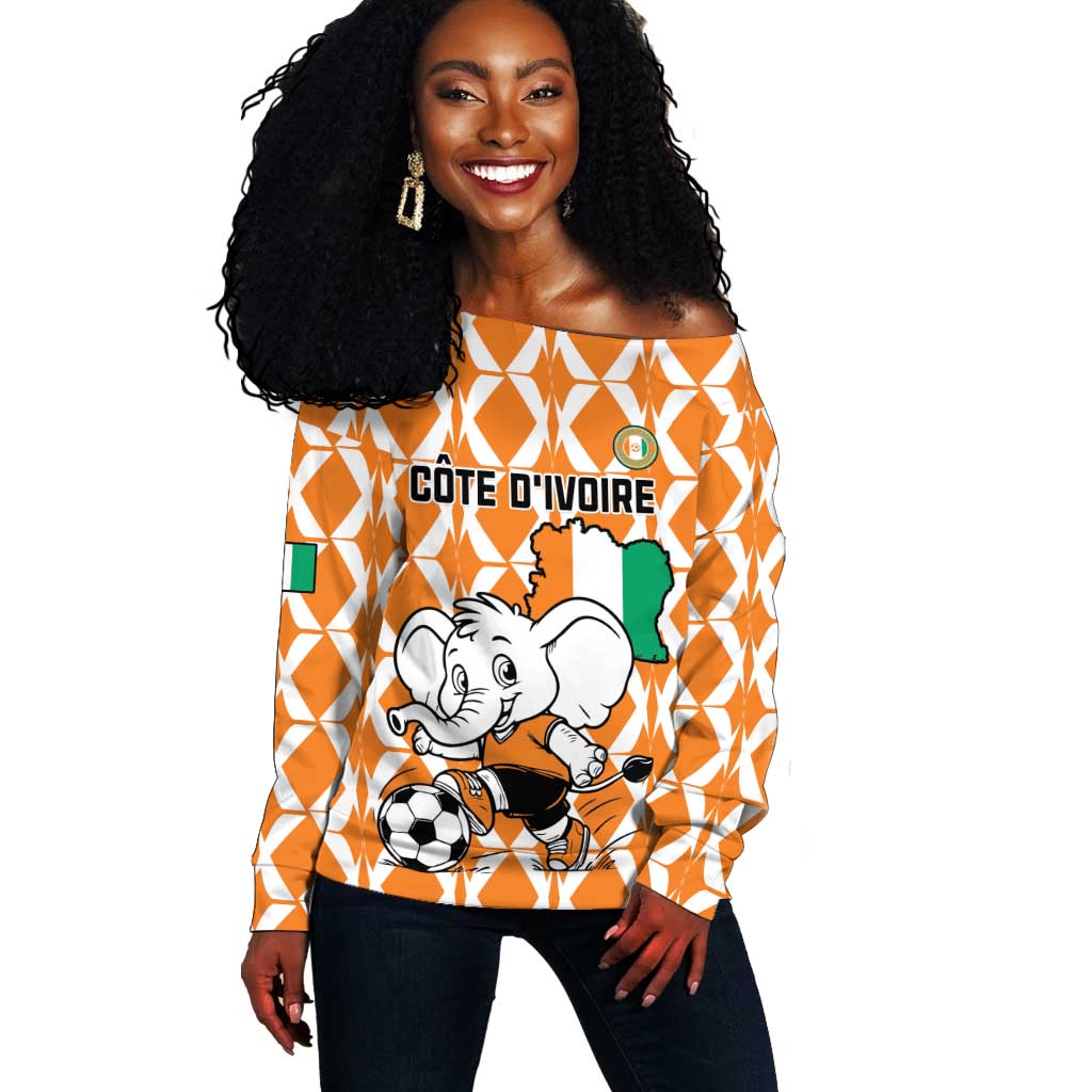 Custom Ivory Coast Football Off Shoulder Sweater Go Champions