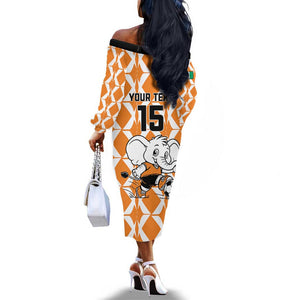 Custom Ivory Coast Football Off The Shoulder Long Sleeve Dress Go Champions