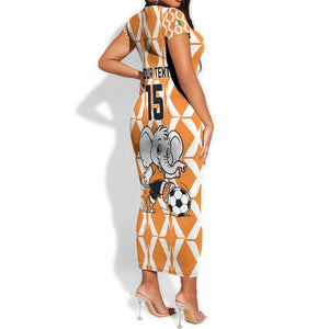 Custom Ivory Coast Football Short Sleeve Bodycon Dress Go Champions LT15