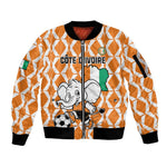 Custom Ivory Coast Football Sleeve Zip Bomber Jacket Go Champions
