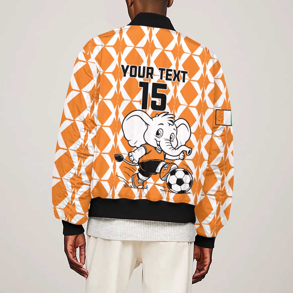 Custom Ivory Coast Football Sleeve Zip Bomber Jacket Go Champions