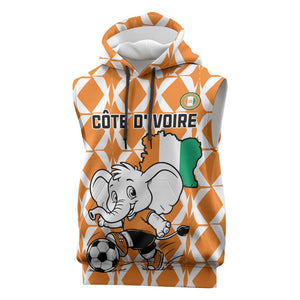 Custom Ivory Coast Football Sleeveless Hoodie Go Champions - African Pride