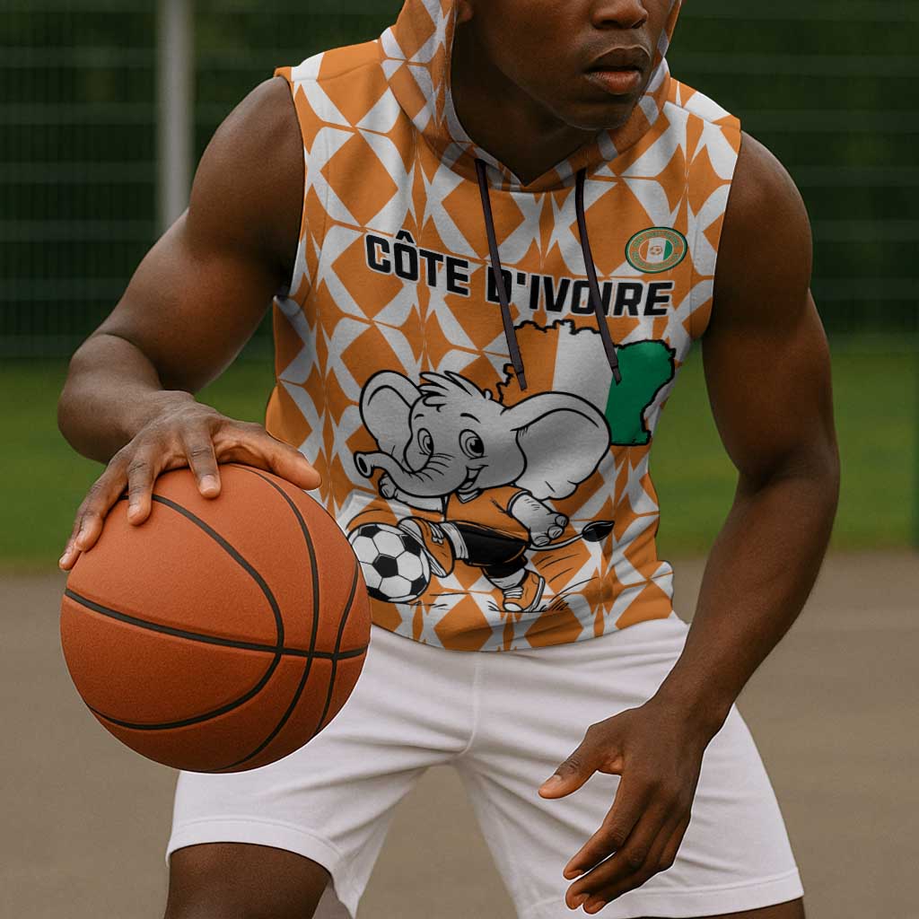 Custom Ivory Coast Football Sleeveless Hoodie Go Champions - African Pride