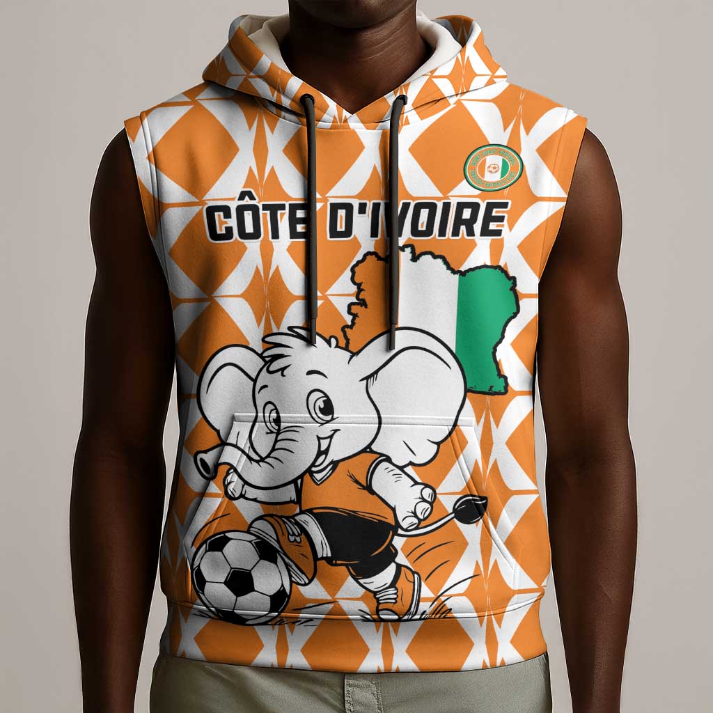 Custom Ivory Coast Football Sleeveless Hoodie Go Champions - African Pride