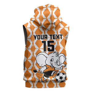 Custom Ivory Coast Football Sleeveless Zip Hoodie Go Champions - African Pride