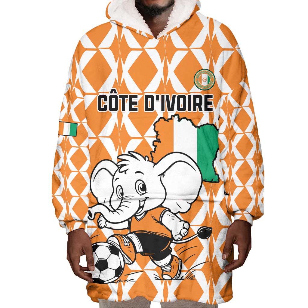 Custom Ivory Coast Football Wearable Blanket Hoodie Go Champions