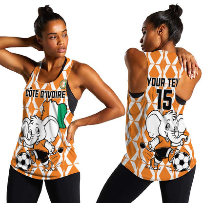 Custom Ivory Coast Football Women Racerback Tank Go Champions
