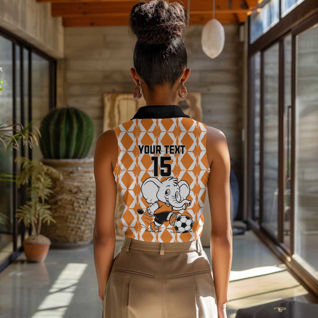 Custom Ivory Coast Football Women Sleeveless Polo Shirt Go Champions