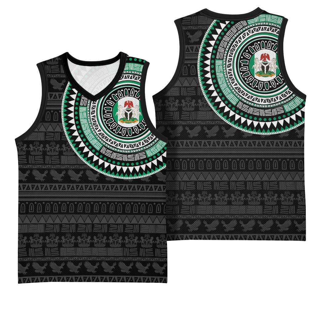 Nigeria African Tribal Pattern Basketball Jersey Chest Arm Tattoo - African Pride