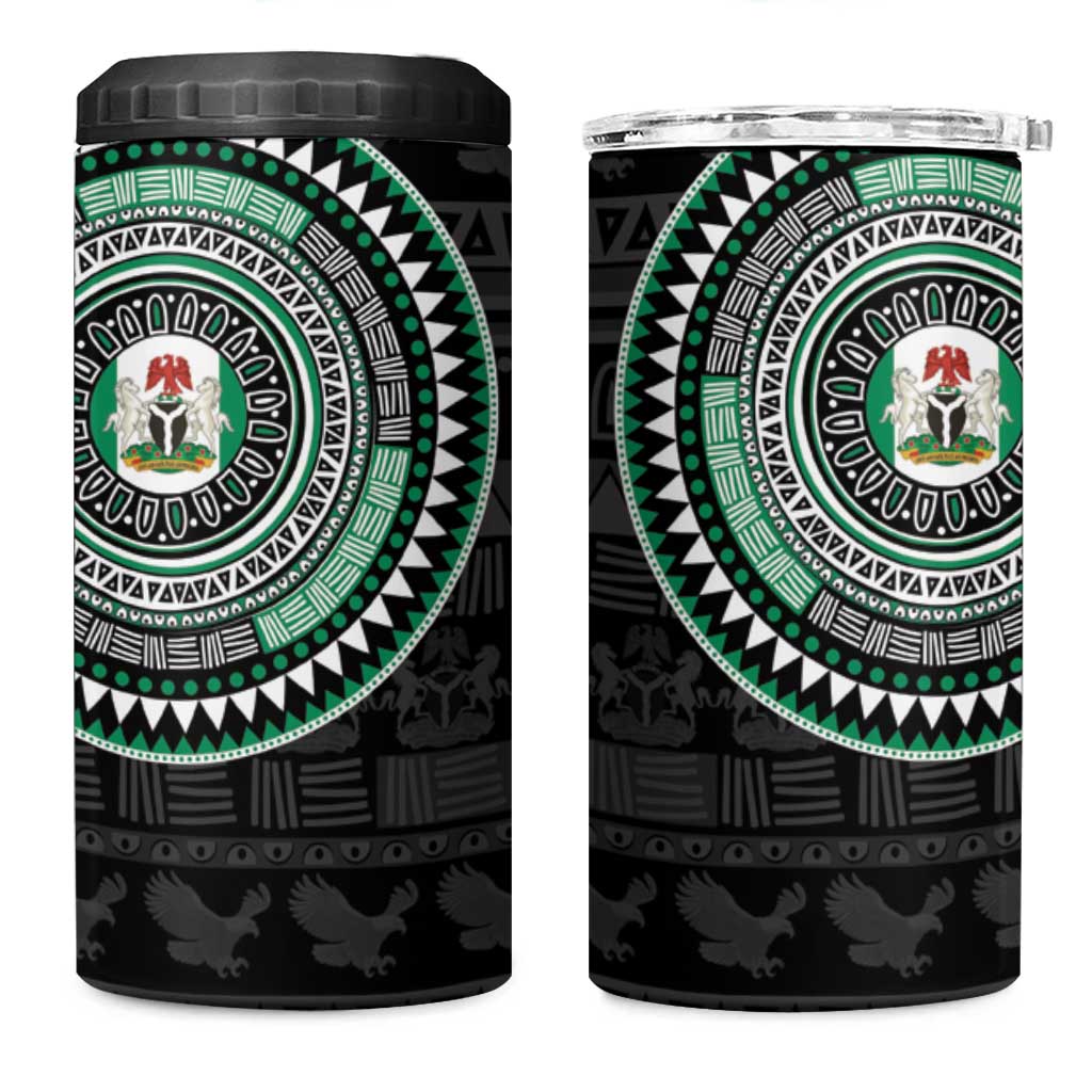Nigeria African Tribal Pattern 4 in 1 Can Cooler Tumbler Chest Arm Tattoo