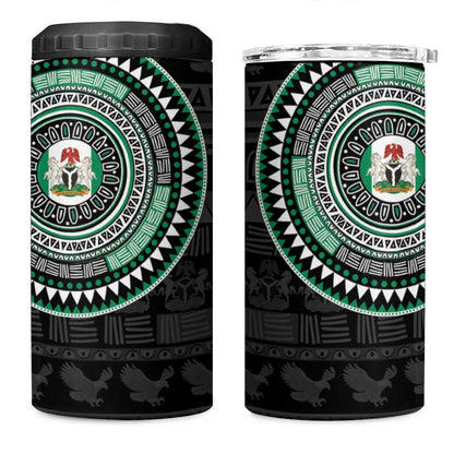 Nigeria African Tribal Pattern 4 in 1 Can Cooler Tumbler Chest Arm Tattoo