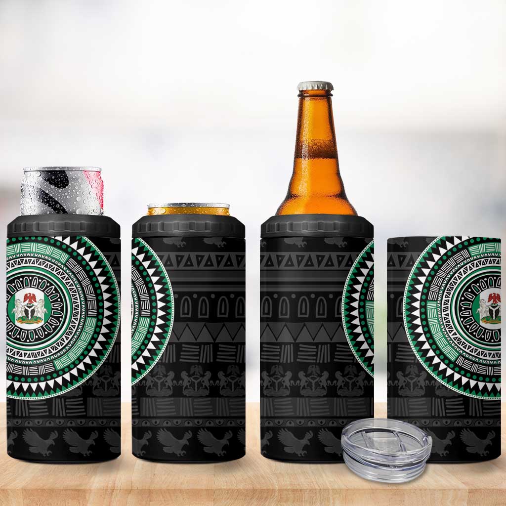 Nigeria African Tribal Pattern 4 in 1 Can Cooler Tumbler Chest Arm Tattoo