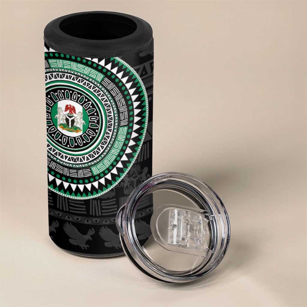 Nigeria African Tribal Pattern 4 in 1 Can Cooler Tumbler Chest Arm Tattoo