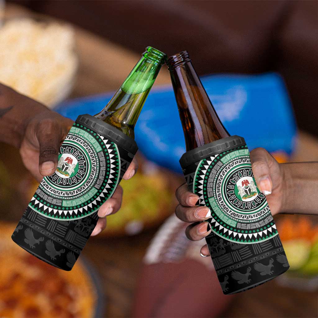 Nigeria African Tribal Pattern 4 in 1 Can Cooler Tumbler Chest Arm Tattoo