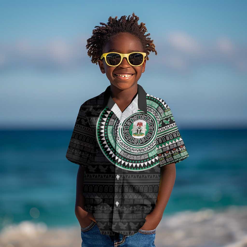 Nigeria African Tribal Pattern Kid Hawaiian Shirt Chest Arm Tattoo