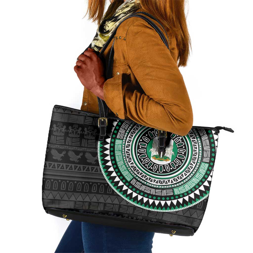 Nigeria African Tribal Pattern Leather Tote Bag Chest Arm Tattoo