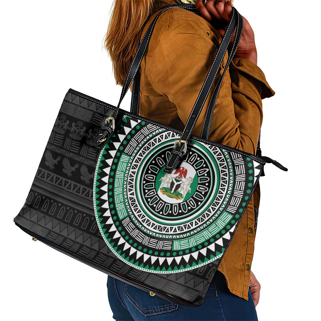 Nigeria African Tribal Pattern Leather Tote Bag Chest Arm Tattoo