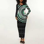 Nigeria African Tribal Pattern Long Sleeve Bodycon Dress Chest Arm Tattoo LT15