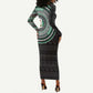 Nigeria African Tribal Pattern Long Sleeve Bodycon Dress Chest Arm Tattoo LT15