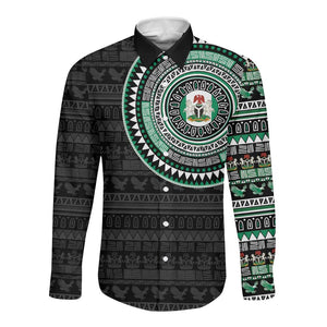 Nigeria African Tribal Pattern Long Sleeve Button Shirt Chest Arm Tattoo