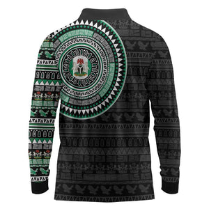 Nigeria African Tribal Pattern Long Sleeve Polo Shirt Chest Arm Tattoo