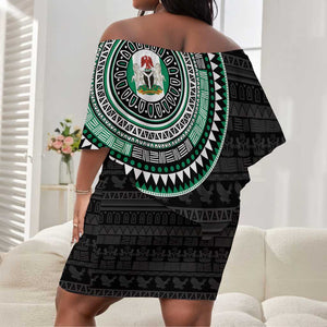 Nigeria African Tribal Pattern Off Shoulder Short Dress Chest Arm Tattoo