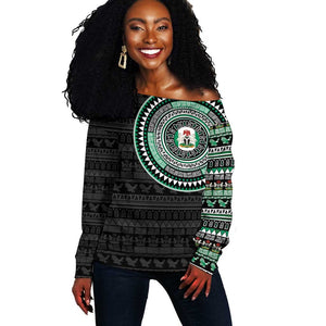 Nigeria African Tribal Pattern Off Shoulder Sweater Chest Arm Tattoo