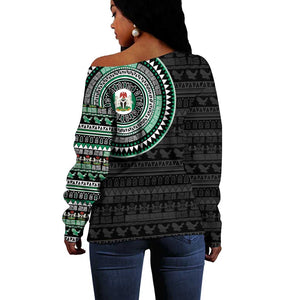 Nigeria African Tribal Pattern Off Shoulder Sweater Chest Arm Tattoo