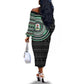 Nigeria African Tribal Pattern Off The Shoulder Long Sleeve Dress Chest Arm Tattoo