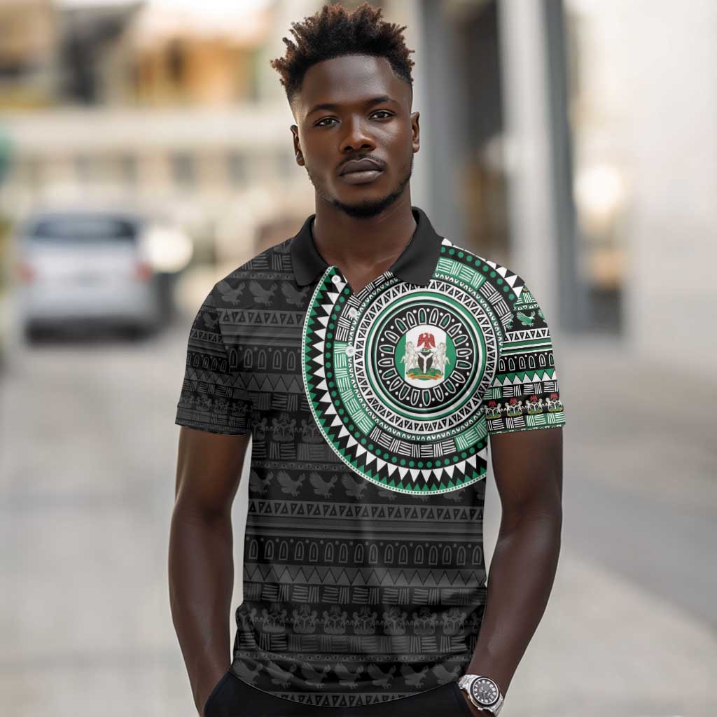 Nigeria African Tribal Pattern Polo Shirt Chest Arm Tattoo