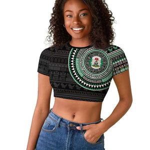 Nigeria African Tribal Pattern Raglan Cropped T shirt Chest Arm Tattoo